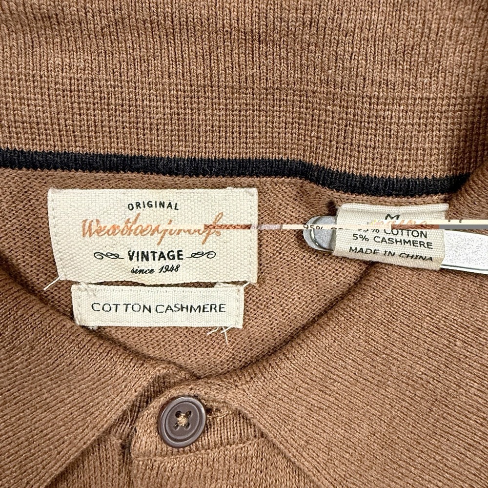 Weatherproof Vintage Cotton Cashmere Polo Sweater Men's Medium Brown Long Sleeve - Picture 5 of 7